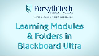 Learning Modules & Folders in Blackboard Ultra