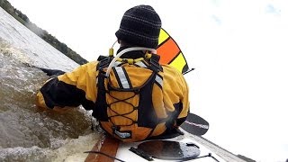 preview picture of video 'Aft view of kayaker using a Falcon Sail on a Epic 18x Sport in moderate wind'