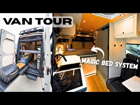 INSANE 3-Point Articulating Bed System — Full Luxury Van Tour