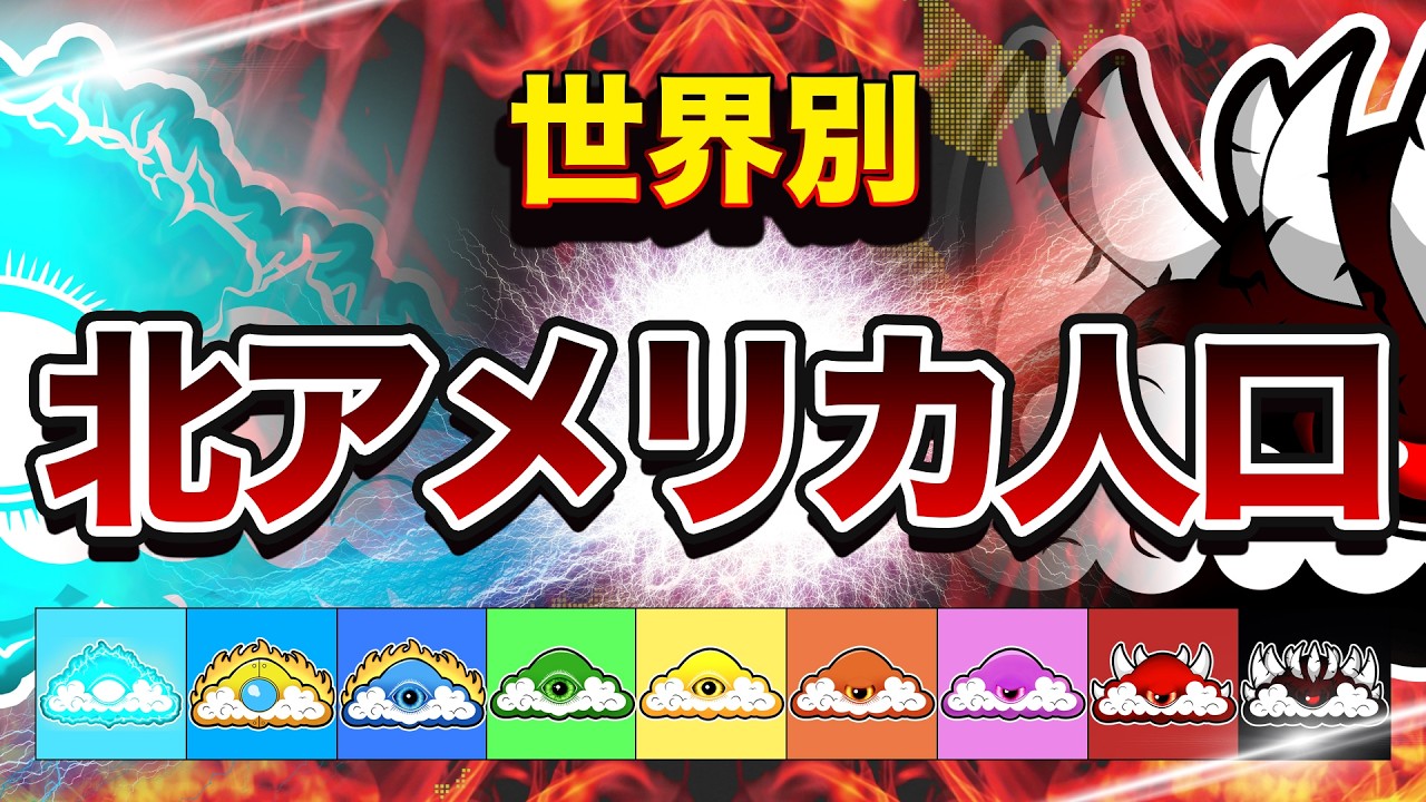 北アメリカの人口　世界別MAP