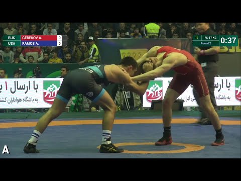 Round 2 FS - 57 kg: A. GEBEKOV (RUS) df. A. RAMOS (USA), 6-2