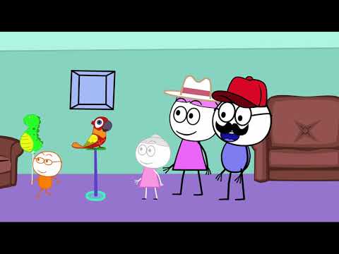 Pencil Boy and Pencil Girl Chasing Dinosaur Balloon | Pencilmation Cartoons for Kids