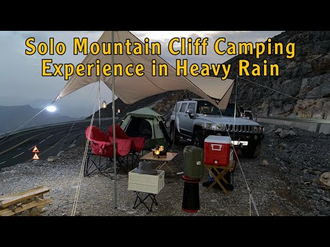 Ep. 3: Solo Mountain Cliff Camping Experience in Heavy Rain I Jebel Jais Mountain UAE
