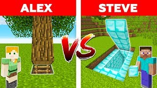 Download lagu Minecraft - DIAMOND SECRET BASE vs HIDDEN TREE HOUSE  / Alex vs Steve #8 mp3