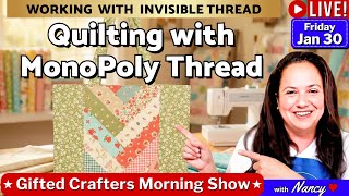 How to Quilt with Monopoly Invisible Thread on Home Sewing Machine | Jelly Roll Tote Bag 013026 #186