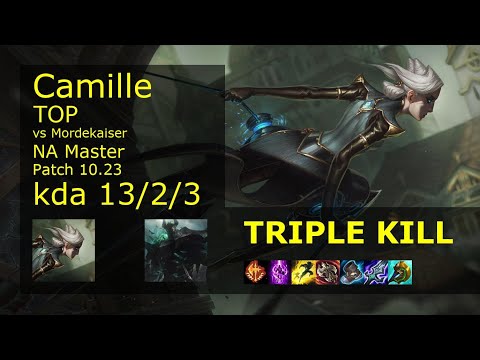 Camille Top vs Mordekaiser - NA Master 13/2/3 Patch 10.23 Gameplay