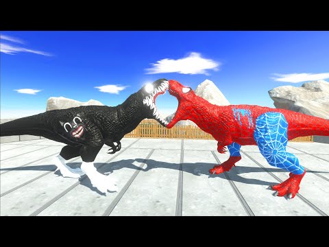 CARTOON CAT T-REX vs SPIDERMAN T-REX DEATH RUN - Animal Revolt Battle Simulator ARBS
