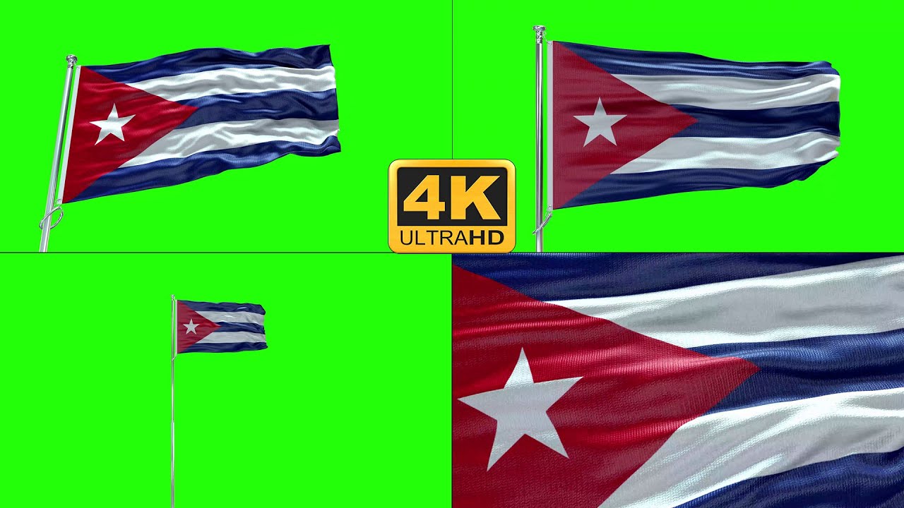 Cuba flag green screen 4k