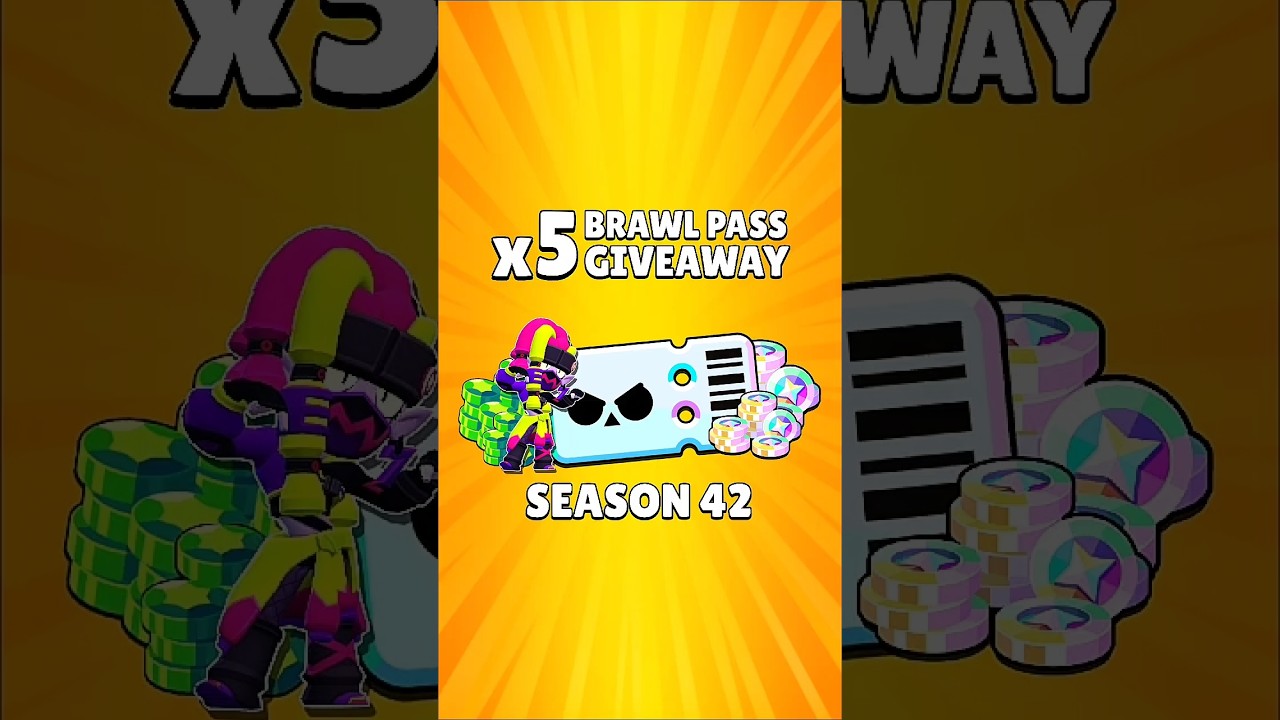 x5 Brawl Pass Plus Season 42 GIVEAWAY 🎉 #brawlstars #giveaway #free #brawlpass