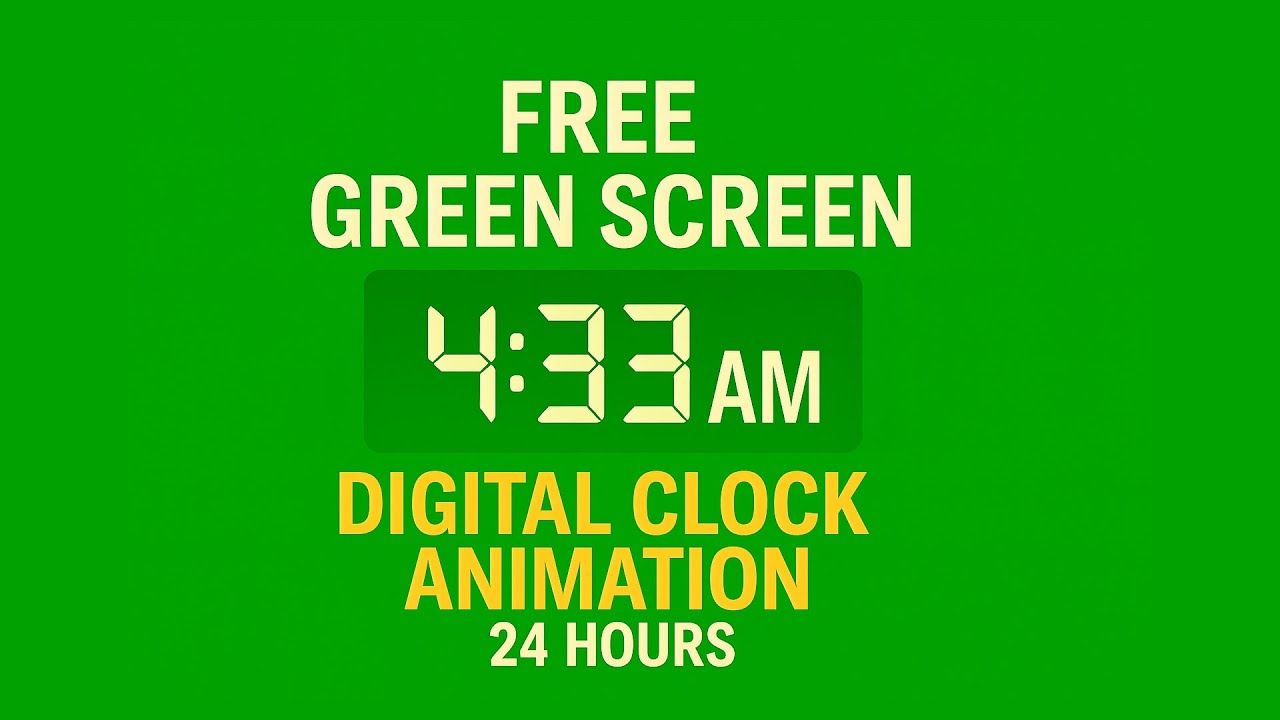 Free Green Screen Digital Clock Animation 24 hours | Animasi Jam Digital 24 jam