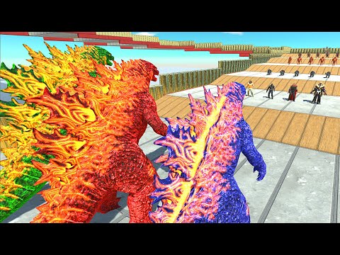 X3 COLOUDED GODZILLA DEATH CLIMB - Animal Revolt Battle Simulator