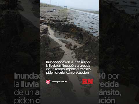 Inundaciones en la Ruta 40 por la lluvia en Neuquén: la crecida de un arroyo impide el tránsito