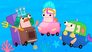 Vamos construir uma piscina e brincar com as sereias na casa da Família Wheelzy! Desenho animado