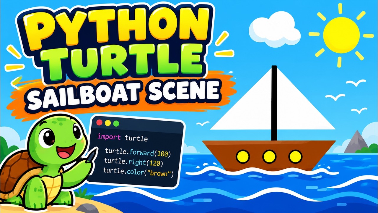 Python Turtle Sailboat Scene Tutorial | Learn Python by Drawing
