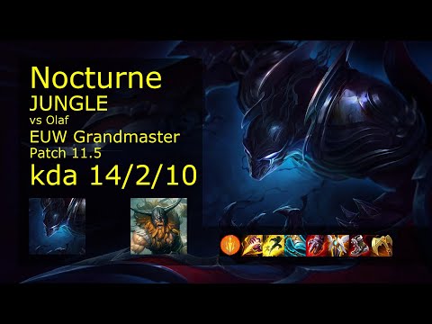 Nocturne vs Olaf Jungle - EUW Grandmaster 14/2/10 Patch 11.5 Gameplay