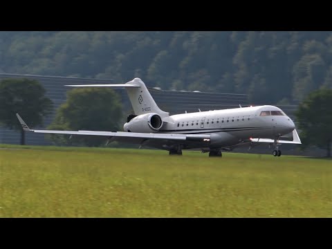 Bombardier Global 6000 D-ACCC landing at Buochs Airport