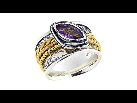 LiPaz .9ct Amethyst 2Tone Hammered Sterling Silver Spinn...