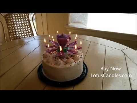 Purple Lotus Candle™ on round cake