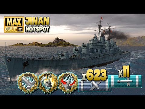 Cruiser Jinan: Close combat on map Hotspot - World of Warships