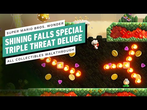 Super Mario Bros. Wonder - Shining Falls Special: Triple Threat Deluge (All Collectibles)