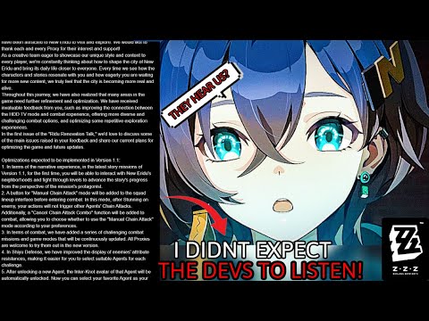 THEY FIXED All THE PROBLEMS ?! | Zenless Zone Zero patch 1.1 dev notes