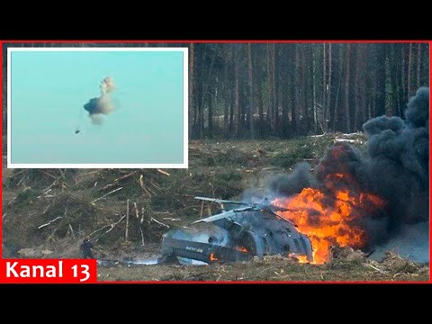 Russian helicopter falls down in pieces – Close up view of the downed Ka-52