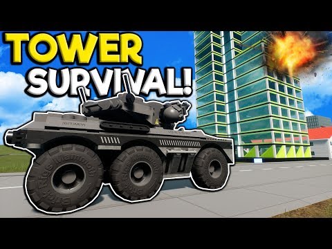 Idiots Must Run & Survive Against a Police Tank! - Brick Rigs Multiplayer - Tower Survival