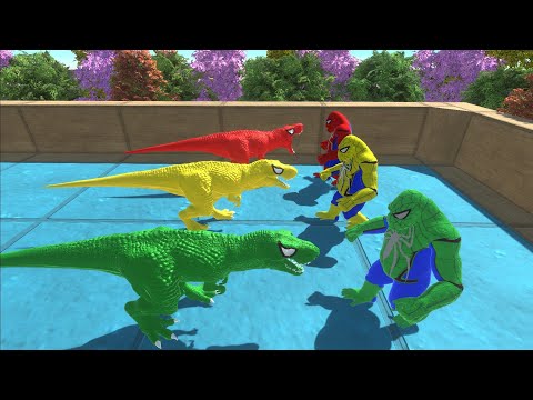 COLORED T-REX DEATHRUN - ANIMAL REVOLT BATTLE SIMULATOR || tauPlays sims eps85