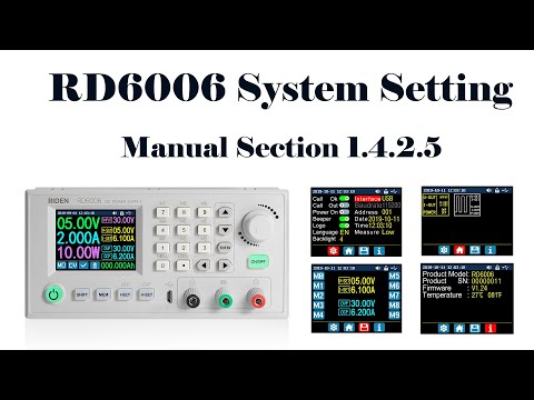 RD6006 operation series video(manual 1.4.2.5) - System setting menu