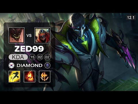 ZED99 Zed Mid vs Malphite - KR Diamond - Season 12 Patch 12.1