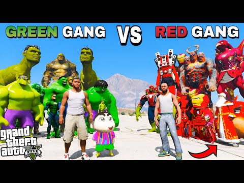 Franklin Green Gang Vs Shinchan Red Gang Whose Team Is Strongest In GTA 5!