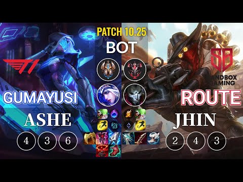 T1 Gumayusi Ashe vs SB Route Jhin Bot - KR Patch 10.25