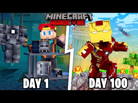 I Survived 100 Days in HARDCORE Minecraft as IRON-MAN...