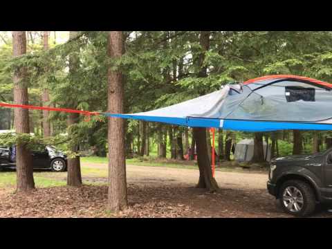 Campsite (when campground is holiday full) and rigging the tent