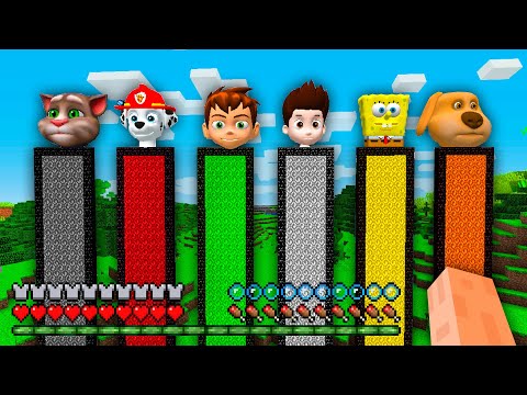 I found LONGEST PORTALS OF PAW PATROLS RYDER MARSHALL SPONGEBOB BEN 10 TALKING TOM BEN in Minecraft