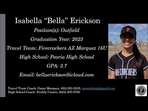 Isabella Erickson Softball Skills Video - 2023 Outfield Slapper
