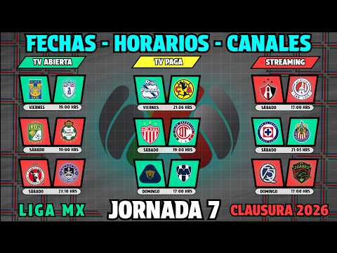 Confirmed dates, times and channels for the matches of Matchday 7 Liga MX Clausura 2026