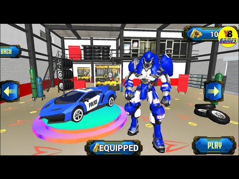 US Police Blue Robot Car Transforming 2019 - Android Gameplay FullHD