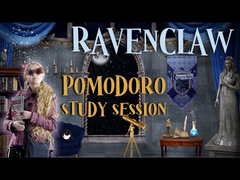 Pomodoro Ravenclaw Study Ambience Session | Harry Potter ASMR | Pomodoro 25/5, 25 Minute Study Timer