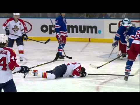 Rick Nash WWF flying elbow on Tomas Kopecky Mar 21, 2013 Florida Panthers vs NY Rangers NHL Hockey