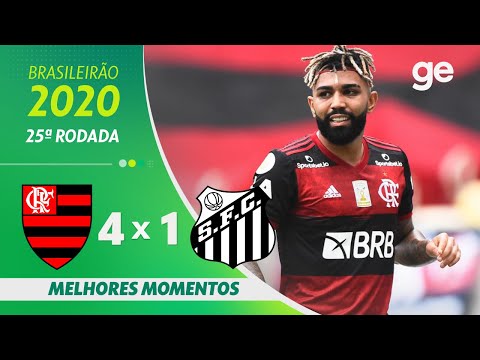 FLAMENGO 4 X 1 SANTOS | MELHORES MOMENTOS | 25ª RODADA BRASILEIRÃO 2020 | ge.globo
