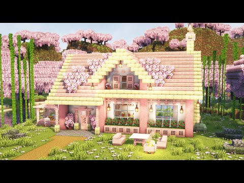 [Minecraft] How to Build a Simple Cherry Blossom House / Tutorial