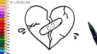 How to draw a Broken Heart Step by Step | Love Drawings Tutorials