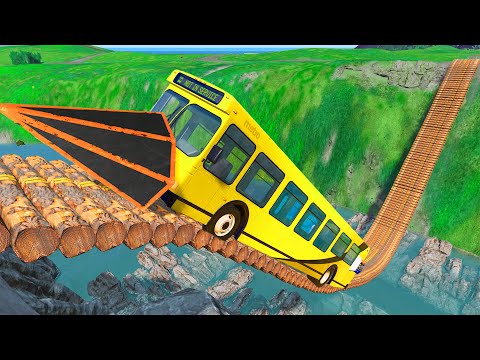 Cars Jumping on Loop Bridge - Cars  vs Giant Speed Bump #2 - BeamNG.Drive