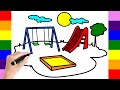 How to draw Playground Drawing Step by Step | Slide and Swing drawing