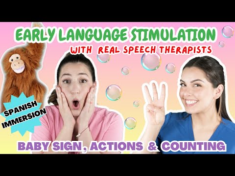 Early Language Stimulation | Learn Baby Sign, Actions & Counting | Spanish Immersion through Play