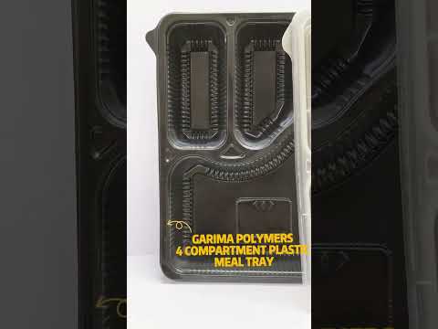 4 Compartment Meal Tray With Lid BLACK SMALL
