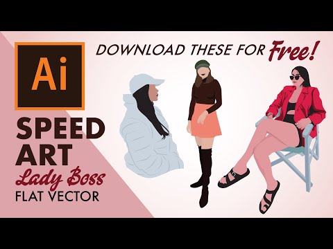 FREE DOWNLOAD | Flat Vector Lady Elements | Tutorial | Illustrator Art [Timelapse]