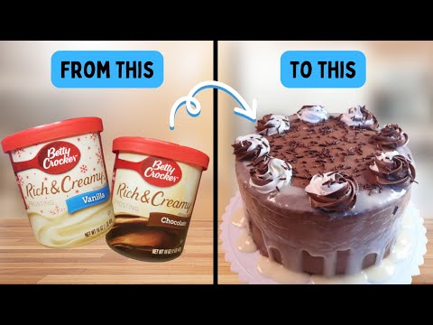 TRICKS to DECORATE a Cake using STORE BOUGHT FROSTING + taste HOMEADE!!