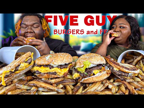 WE'RE BACK!! FIVE GUYS JUICY DOUBLE CHEESEBURGERS!!  | HASHTAG THE CANNONS |  MUKBANG EATING SHOW